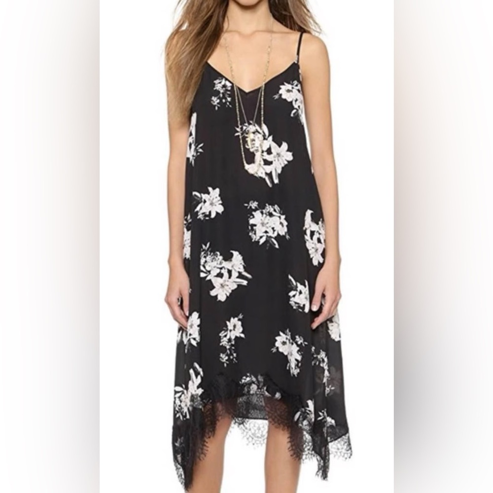 BB Dakota Floral Black and White Women's Dress Lace Detail